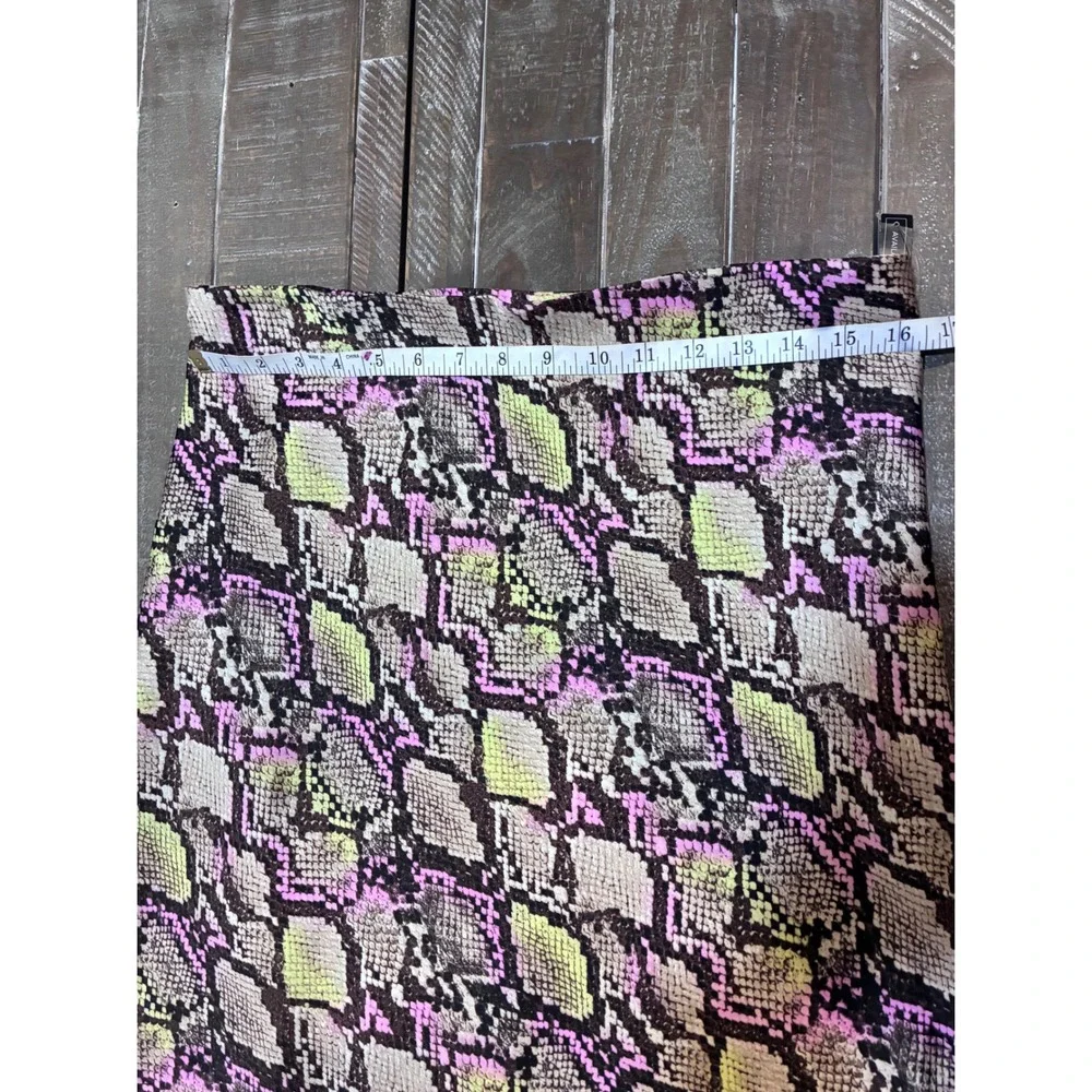Leith Snake Print Midi A-Line Bold Skirt Pink‎ Yellow Black Brown Women's M